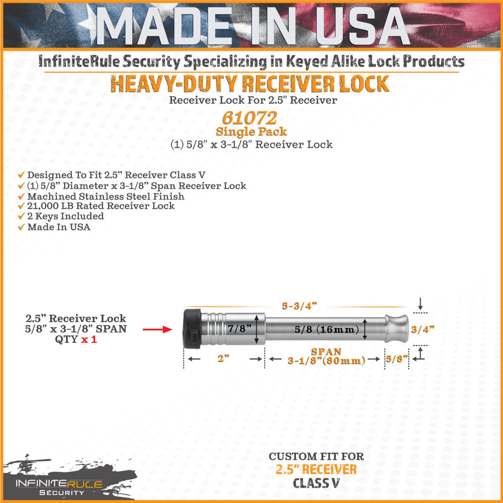 61632 | 3 Pack Mixed, Keyed Alike, Locks For Straight Tongue Posi-Lock Coupler w/ Protector, Latch, & 2.5” Receiver