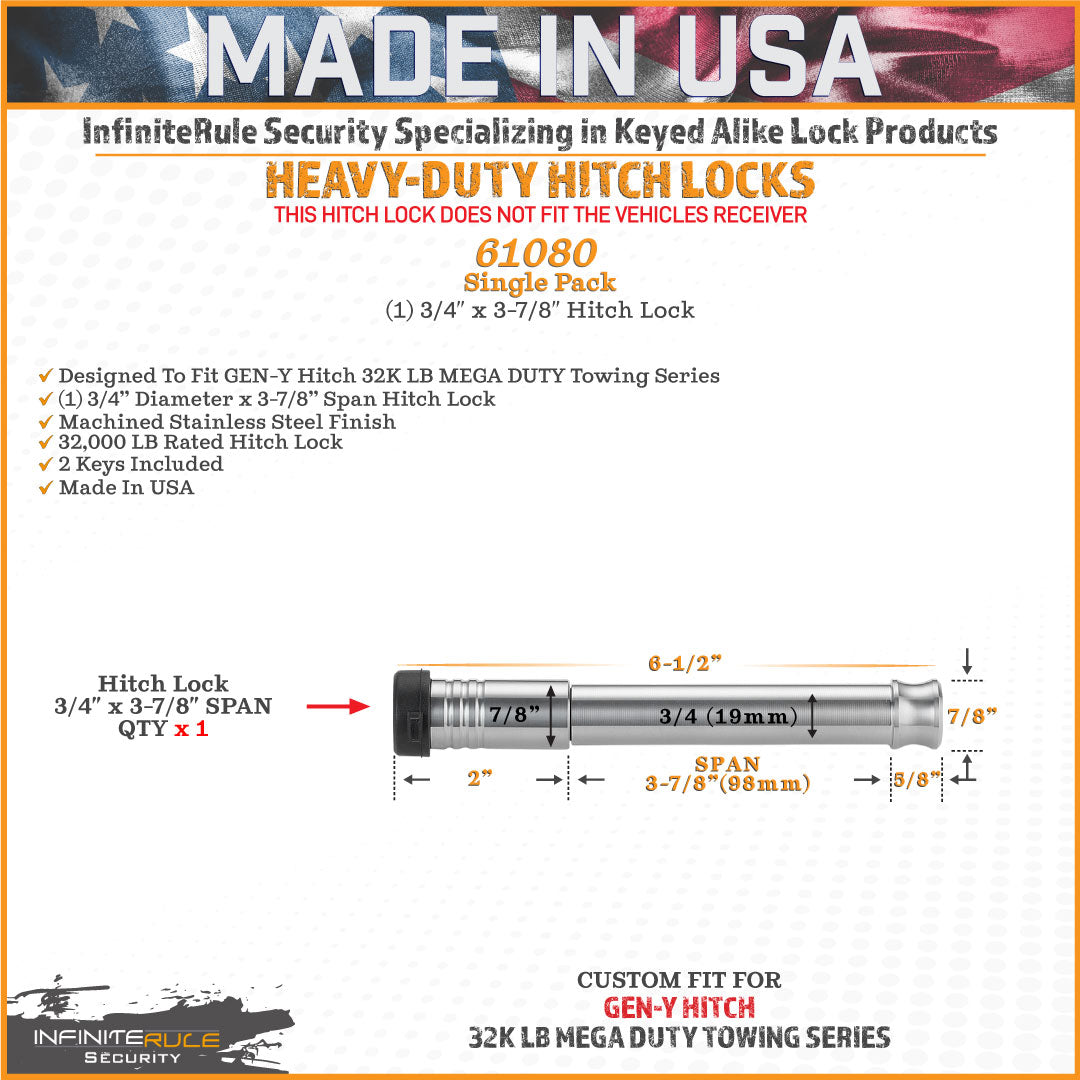 61080 | Hitch Lock For Gen-Y Hitch Mega Duty 32K LB Series - Fits Adjustable Ball Mount Only - DOES NOT FIT Vehicle Receiver