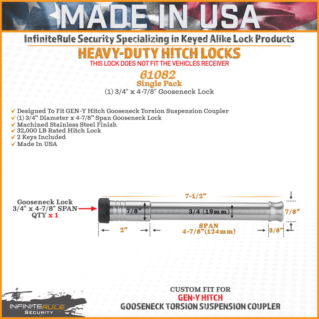 61082 | Gooseneck Coupler Lock For Gen-Y Hitch Gooseneck Torsion Suspension Coupler - Fits Coupler Only - DOES NOT FIT Vehicl