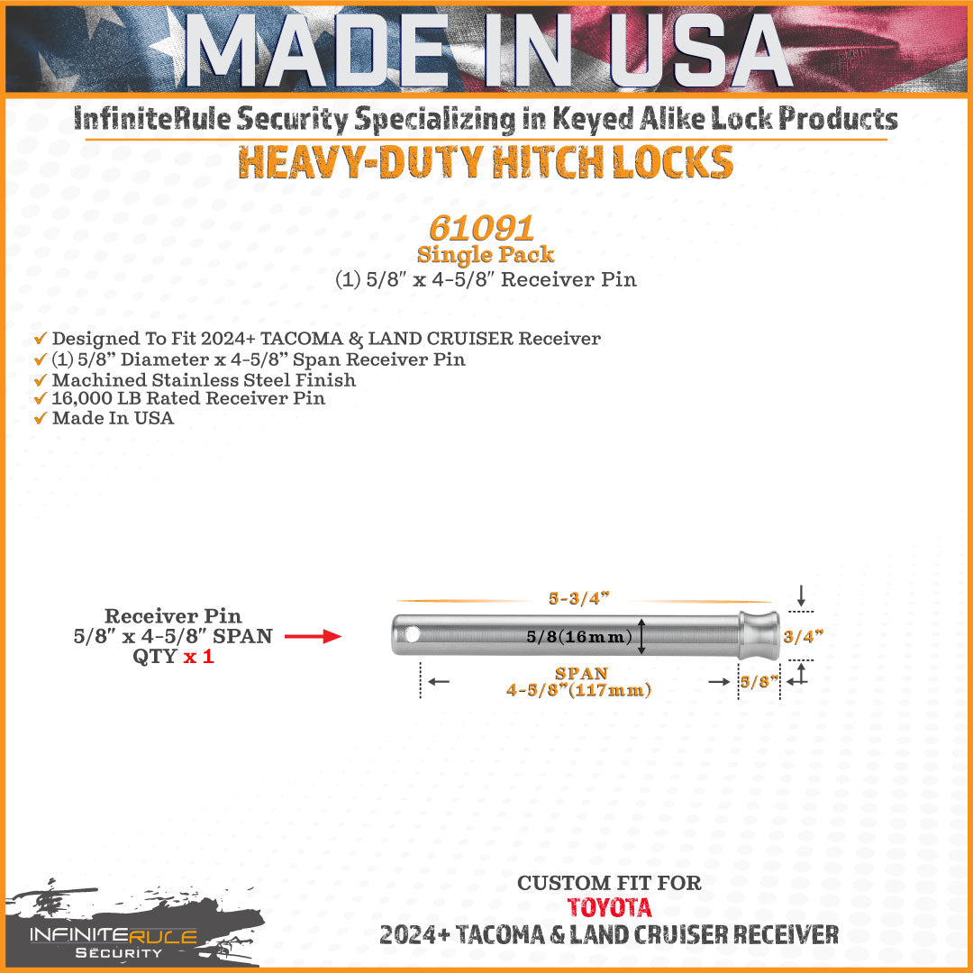 61091 | Receiver Lock For 2024+ Toyota Tacoma & Land Cruiser