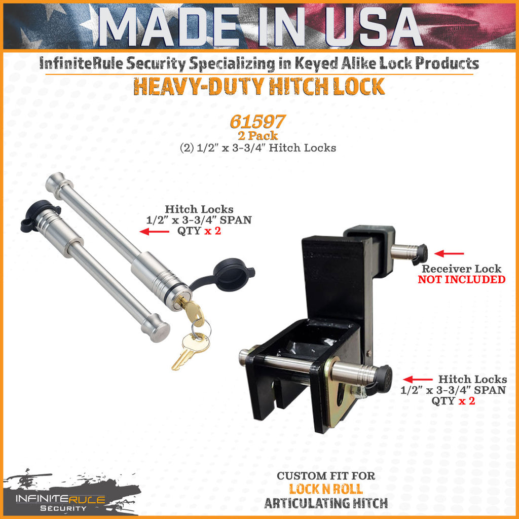 61597 | 2 Pack, Keyed Alike, Hitch Locks For Lock N Roll Articulating Hitch - Fits Adjustable Ball Mount Only - DOES NOT FIT 