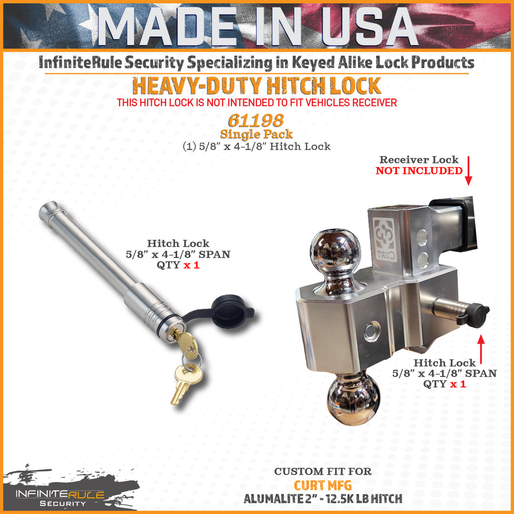 61198 | Hitch Lock For Curt Alumalite Adjustable Hitch 2" 12.5K LB - Fits Adjustable Ball Mount Only - DOES NOT FIT Vehicle R