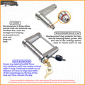 61461 | 2 Pack, Keyed Alike, Trailer Latch Locks For Up To 3-1/8" Wide Trailer Coupler Latch - (2-1/8" Depth)