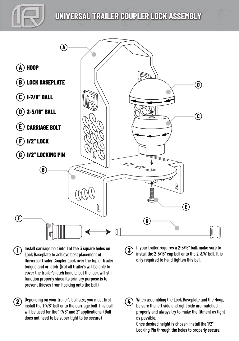 61118 | Trailer Coupler Lock With Protector For Trailer Couplers With 1-7/8", 2.0" & 2-5/16" Balls
